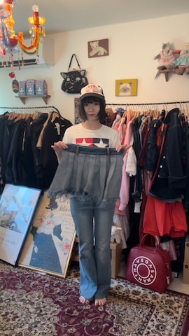 「アイテム（帽子）」を使った、荒川ちかさん（レディース・163cm）の夏コーディネート
