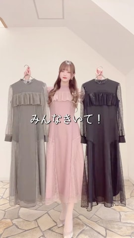 「アイテム（ドレス、グレー系）」を使った、SHOP STAFFさん（レディース・163cm）の秋コーディネート