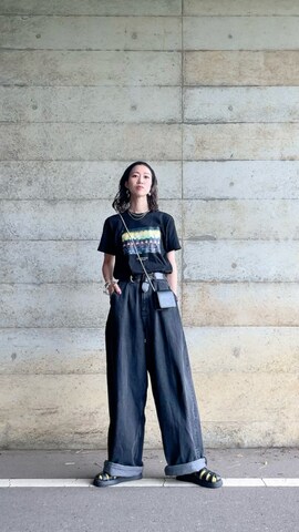 「Shoes in Closet（シューズインクローゼット）の厚底 プラットフォーム グルカサンダル 7489（サンダル）」を使った、よしださん（レディース・169cm）の夏コーディネート
