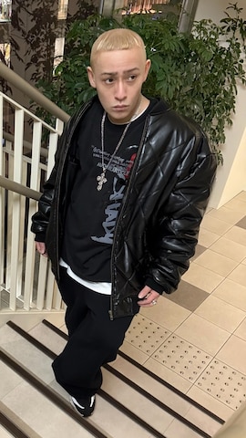 「アイテム（ライダースジャケット）」を使った、龍一 (The Loveless)®︎さん（メンズ・168cm）の冬コーディネート