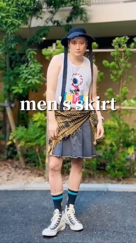 「アイテム（デニムスカート）」を使った、まっちゃんさん（メンズ・183cm）の夏コーディネート