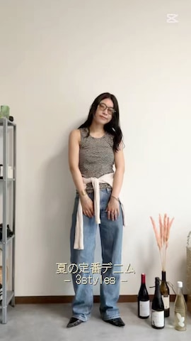 「アイテム（チューブトップ）」を使った、misuzuさん（レディース・158cm）の夏コーディネート