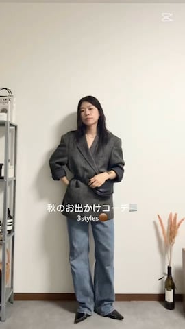 「アイテム（テーラードジャケット、その他）」を使った、misuzuさん（レディース・158cm）の秋コーディネート