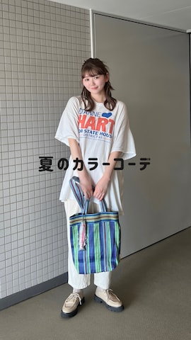 「アイテム（モカシン/デッキシューズ）」を使った、りんさん（レディース・161cm）の夏コーディネート