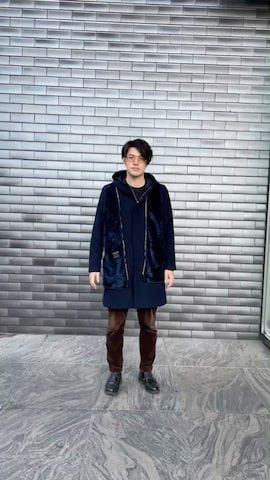 「BEAMS（ビームス）のアイテム（ステンカラーコート）」を使った、わんさん（メンズ・182cm）の冬コーディネート
