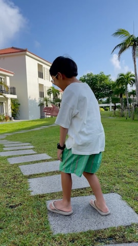 「アイテム（ビーチサンダル）」を使った、kotaroさん（キッズ・110cm）の秋コーディネート
