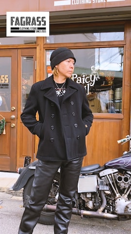 「アイテム（ピーコート）」を使った、FAGRASSさん（メンズ・185cm）の冬コーディネート
