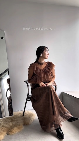 LEJA】2wayドットストーンギャザーチュールAラインドレス 2点