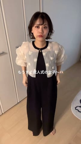 「アイテム（パンツドレス）」を使った、KAYAさん（レディース・153cm）の秋コーディネート