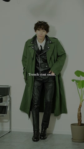 VINTAGEのトレンチコートを使ったTsuguya/KwonSayaさんのファッション動画