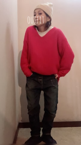 「ピンクニット」｜miya さん（レディース・156cm）の秋コーディネート