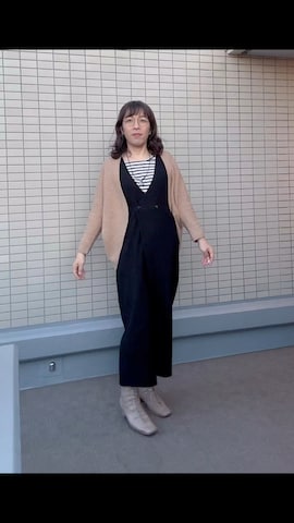 「アイテム（つなぎ/オールインワン）」を使った、紗良さん（レディース・171cm）の冬コーディネート
