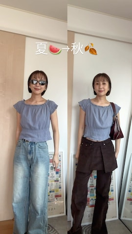 「アイテム（イヤーカフ）」を使った、sayaさん（レディース・162cm）の夏コーディネート