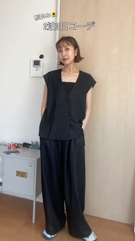 「アイテム（セットアップ、ブラック系）」を使った、sayaさん（レディース・161cm）の夏コーディネート