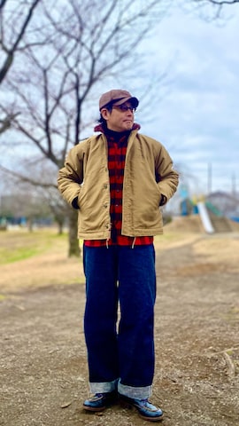 「アイテム（ミリタリージャケット）」を使った、sunriseseaさん（メンズ・172cm・50代）の冬コーディネート