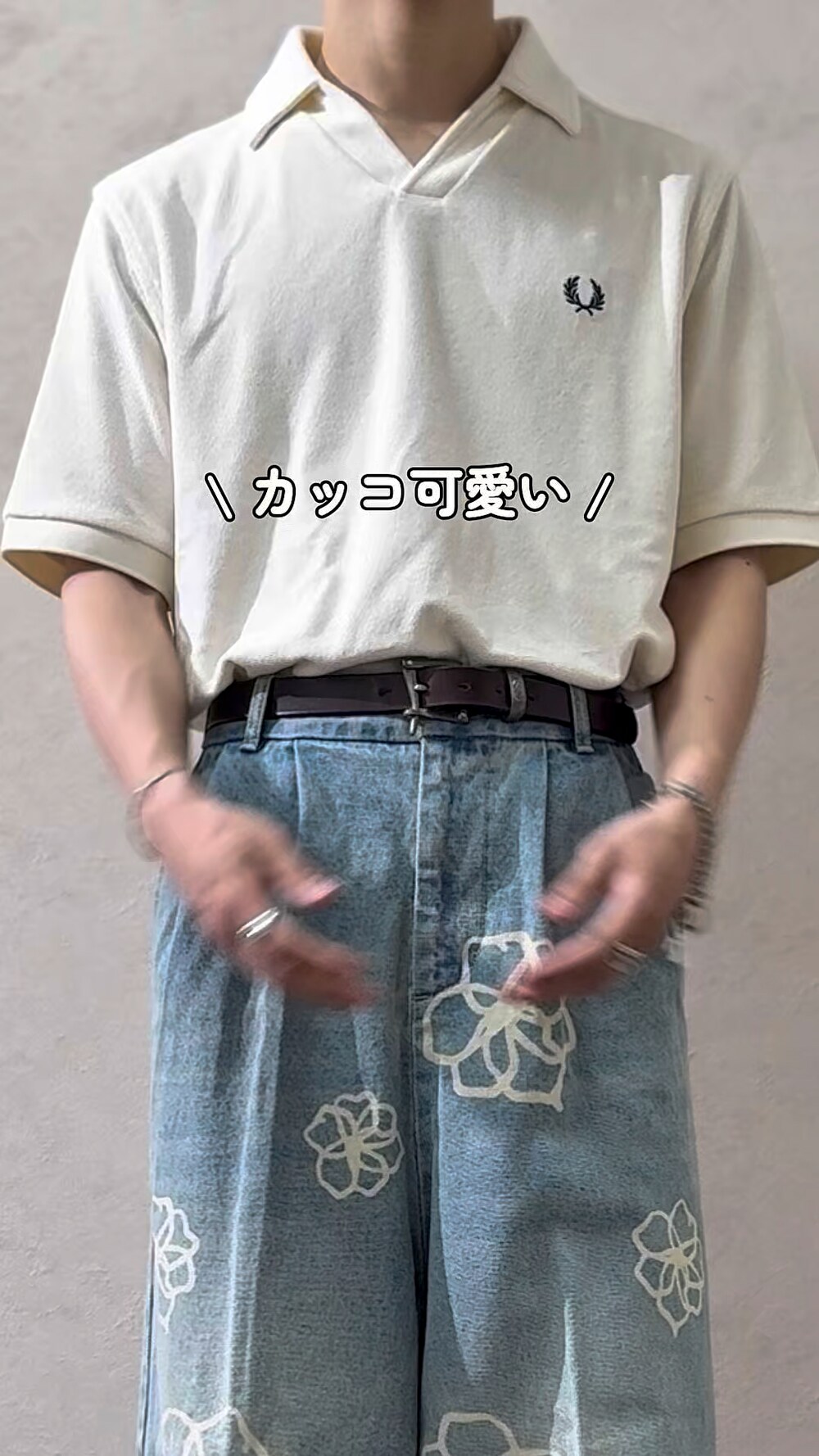 soerte フラワーペイントワイドバギーデニム soerte ジーンズ × camphor wood / FLOWER PAINT WIDE BUGGY