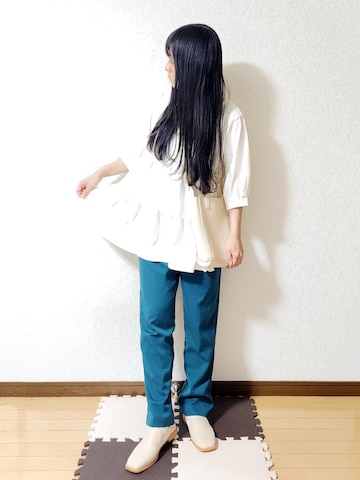 「アイテム（チュニック）」を使った、文さん（レディース・153cm）の春コーディネート