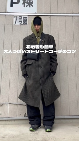 「ZARA（ザラ）のアイテム（チェスターコート）」を使った、(｀・ω・´)…YUTO…さん（メンズ・180cm）の冬コーディネート