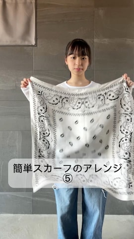 「アイテム（バンダナ/スカーフ）」を使った、uranさん（キッズ・142cm）の春コーディネート
