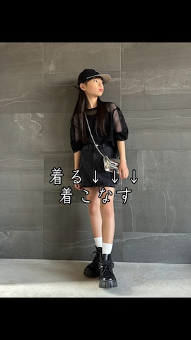 「アイテム（デニムスカート）」を使った、uranさん（キッズ・136cm）の夏コーディネート