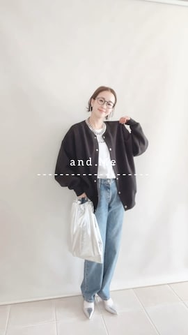 「アイテム（エコバッグ/サブバッグ）」を使った、陽さん（レディース・156cm）の秋コーディネート