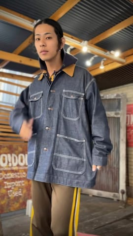 「アイテム（カバーオール）」を使った、オカコーさん（メンズ・180cm）の秋コーディネート