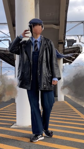 「アイテム（ネクタイピン）」を使った、朧気ながらなっつさん（メンズ・179cm）の冬コーディネート