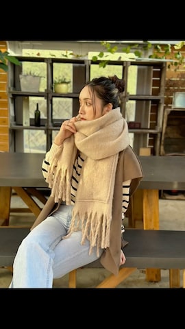 「アイテム（ストール/ショール）」を使った、IMOKOさん（レディース・170cm）の冬コーディネート