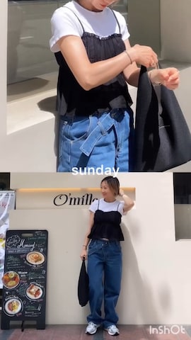 GRLのキャミソールを使ったSIZUさんのファッション動画-GRLの夏の新作で一週間コーデ🍉