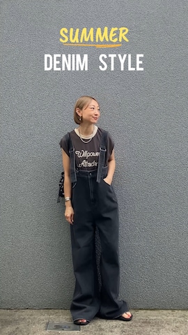 「GRL（グレイル）のアイテム（オールインワン・サロペット）」を使った、SIZUさん（レディース・156cm）の夏コーディネート