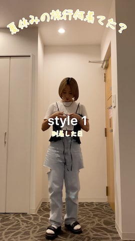 「GRL（グレイル）のアイテム（オールインワン・サロペット）」を使った、SIZUさん（レディース・156cm）の夏コーディネート