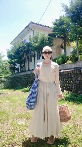 「M_（エムアンダーバー）のアイテム（ワンピース）」を使った、RYOKO  Yuhasaさん（レディース・172cm）の夏コーディネート