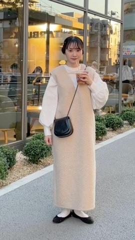 「Java（ジャバ）のアイテム（ノーカラージャケット）」を使った、ちょこびさん（レディース・154cm）の秋コーディネート