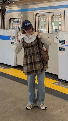 「アイテム（ネックレス）」を使った、ちょこびさん（レディース・154cm）の秋コーディネート
