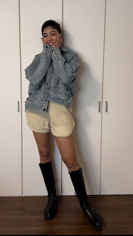 BALENCIAGAのデニムジャケットを使ったpriyankayoshikawaさんのファッション動画