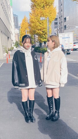 「アイテム（スタジャン）」を使った、onewayさん（レディース・156cm）の冬コーディネート