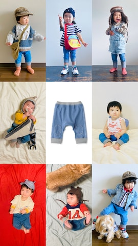 「アイテム（デニムパンツ）」を使った、KOOOさん（キッズ・90cm）の春コーディネート