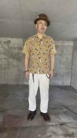 「Handmade（ハンドメイド）のアイテム（ベルト）」を使った、YUSUKEさん（メンズ・172cm）の夏コーディネート