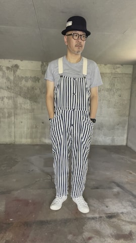 「go slow caravan（ゴースローキャラバン）のアイテム（オールインワン・サロペット）」を使った、YUSUKEさん（メンズ・172cm）の夏コーディネート