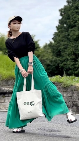 「ANGIE（アンジー）のアイテム（シューズ）」を使った、高野軍曹さん（レディース・158cm）の夏コーディネート