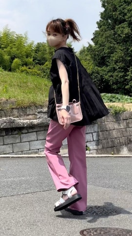 「ANGIE（アンジー）のアイテム（シューズ）」を使った、高野軍曹さん（レディース・158cm）の夏コーディネート