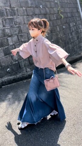 「ANGIE（アンジー）のアイテム（シューズ）」を使った、高野軍曹さん（レディース・158cm）の夏コーディネート