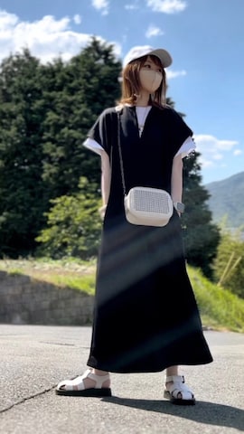 「ANGIE（アンジー）のアイテム（シューズ）」を使った、高野軍曹さん（レディース・158cm）の夏コーディネート