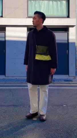 「アイテム（ステンカラーコート）」を使った、8ight ㉝ on1さん（メンズ・187cm）の冬コーディネート