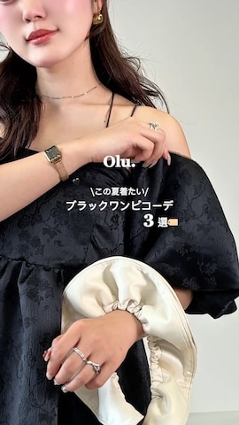 【サイト完売品】Kanako×Olu.　ショルダーフリルタックワンピース　黒 Kanako×Olu.】ショルダーフリルタックワンピース