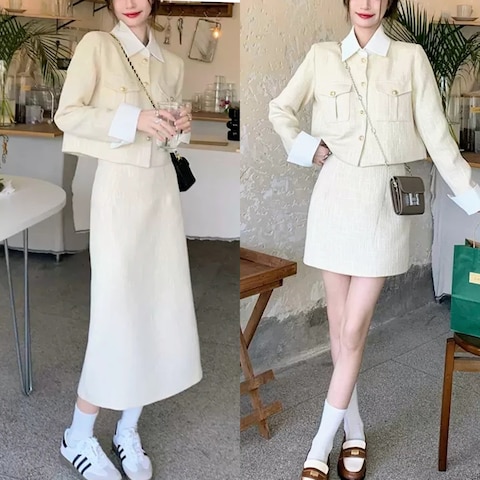 「スーツ」｜「アイテム（スカート）」を使った、contentoas　コンアスさん（レディース・158cm）の秋コーディネート