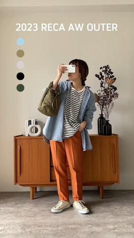 「アイテム（ノーカラーコート、その他）」を使った、recastaffさん（レディース・158cm）の秋コーディネート