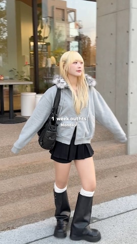 ムートンコートを使ったひいなさんのファッション動画