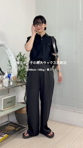 「アイテム（ポロシャツ）」を使った、オクユウカさん（レディース・159cm）の夏コーディネート