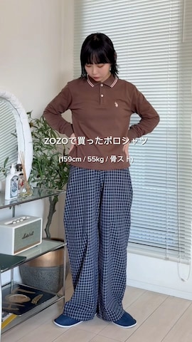 「アイテム（ポロシャツ）」を使った、オクユウカさん（レディース・159cm）の秋コーディネート